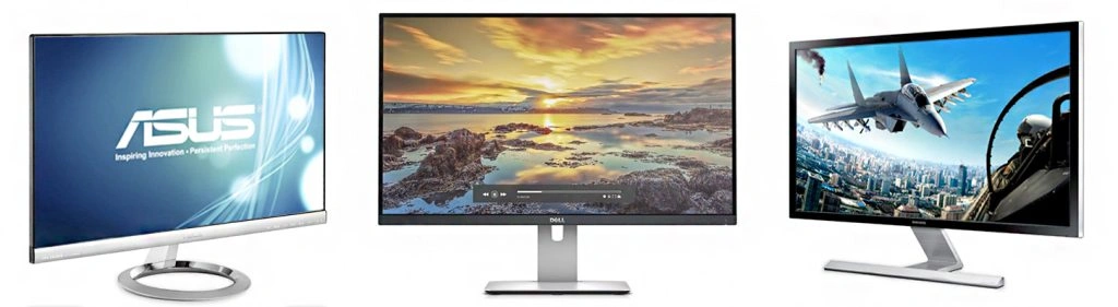 Desktop monitors and display screens